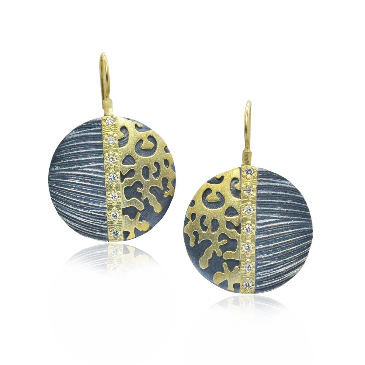 Round Cheetah Print Earrings with Diamonds | Rebecca Myers Collection