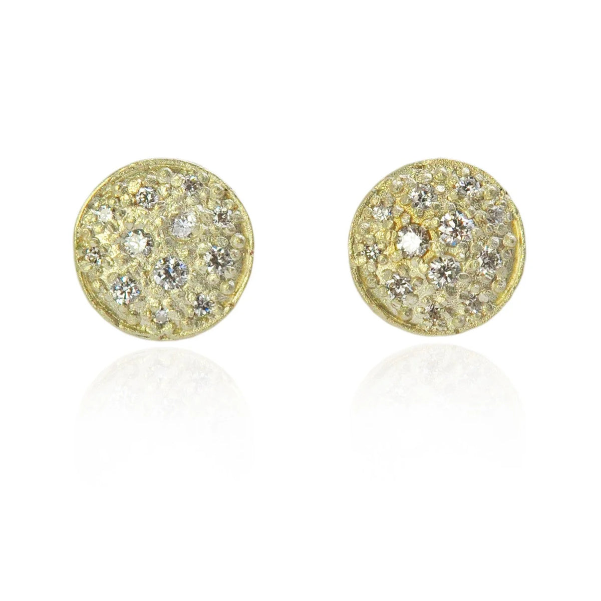 Small Gold Pave Disc Earrings | Rebecca Myers Collection
